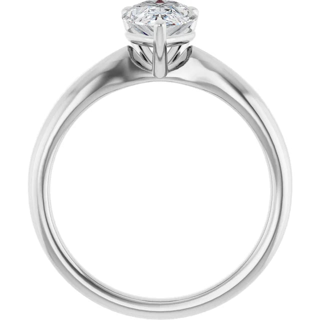 Pear White Gold Knife Edge Solitaire Engagement Ring