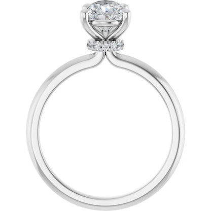 Pear Cut White Gold Low Hidden Halo Solitaire Engagement Ring
