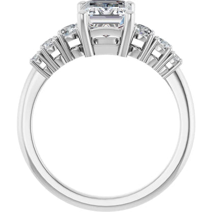 Emerald White Gold Multi Stone Accent Style Engagement Ring