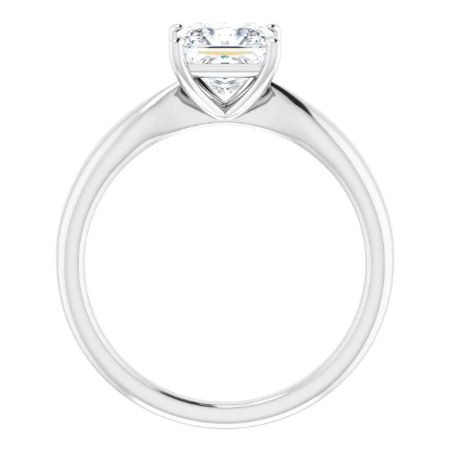 Princess White Gold Knife Edge Solitaire Engagement Ring
