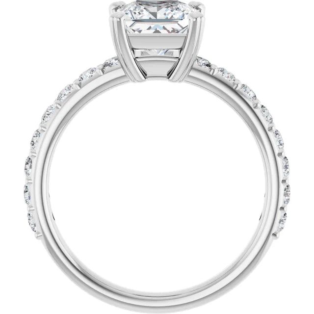 Princess White Gold Claw Set Style Engagement Ring