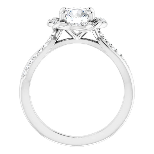 Round Brilliant White Gold Antique Inspired Design Engagement Ring