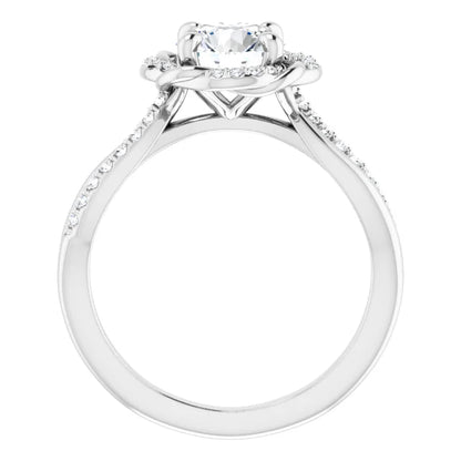 Round Brilliant White Gold Antique Inspired Design Engagement Ring