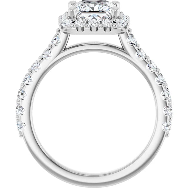 Princess Halo White Gold Style Engagement Ring