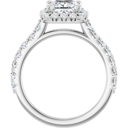 Princess Halo White Gold Style Engagement Ring