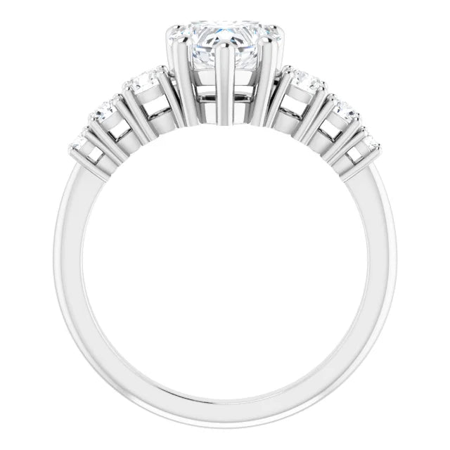 Heart White Gold Multi Stone Accent Style Engagement Ring