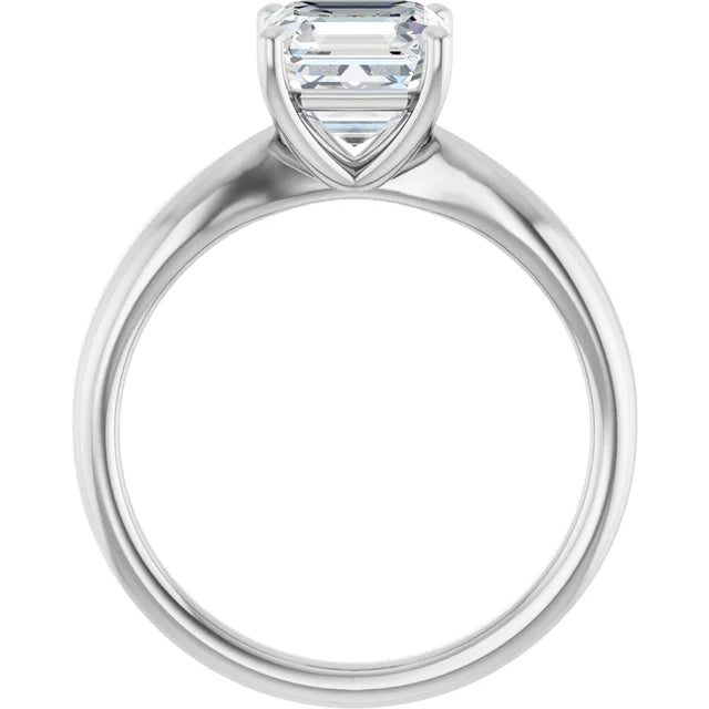 Asscher White Gold Knife Edge Solitaire Engagement Ring