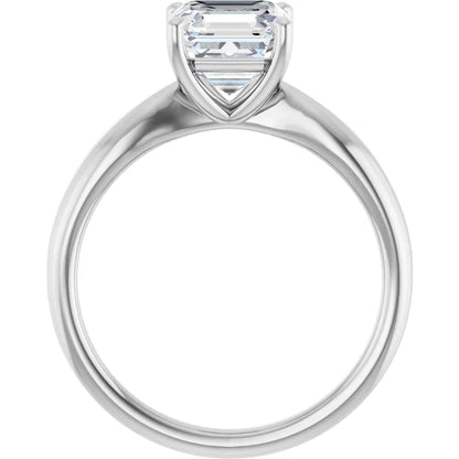 Asscher White Gold Knife Edge Solitaire Engagement Ring