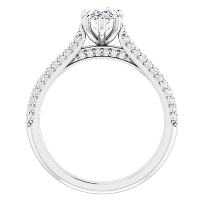 Pear White Gold Pave Lab Diamond Engagement Ring 