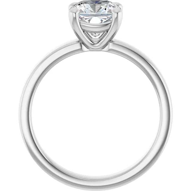 Cushion White Gold Wide Band Solitaire Engagement Ring