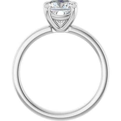 Cushion White Gold Wide Band Solitaire Engagement Ring