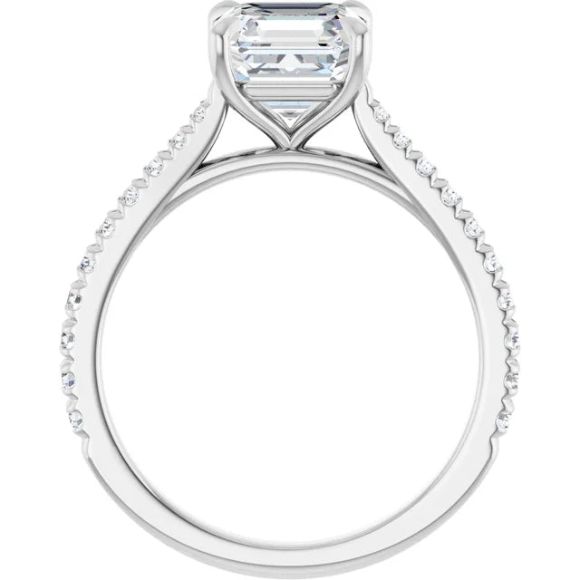 Asscher White Gold Claw Set Style Engagement Ring