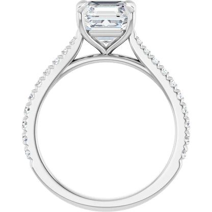 Asscher White Gold Claw Set Style Engagement Ring