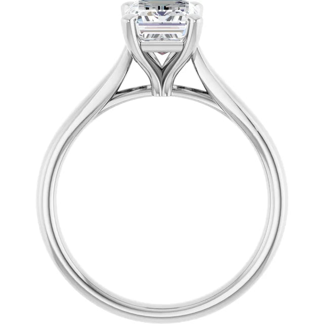 Four Claw White Gold Emerald Solitaire Engagement Ring