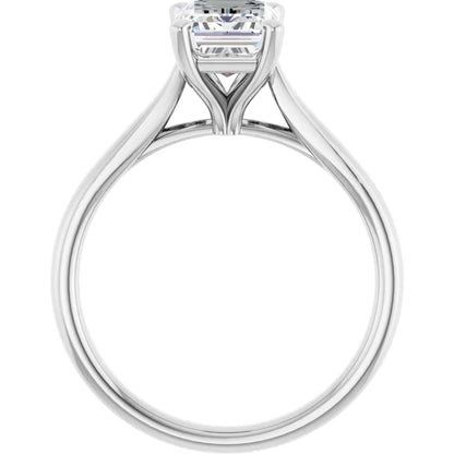 Four Claw White Gold Emerald Solitaire Engagement Ring