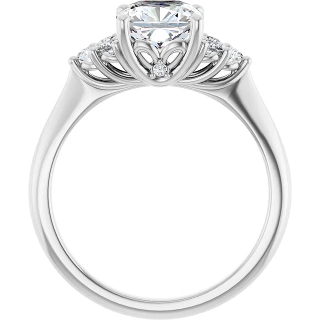 Cushion White Gold Antique Inspired Design Engagement Ring