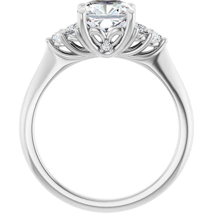 Cushion White Gold Antique Inspired Design Engagement Ring