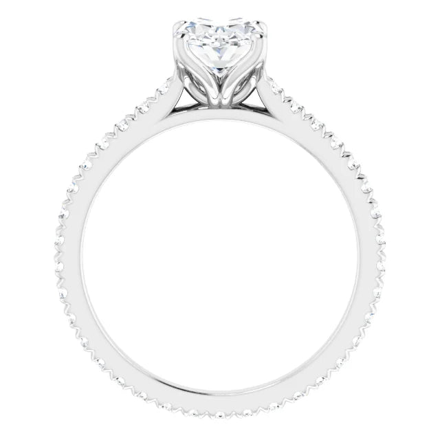 Oval White Gold Claw Set Eternity Style Engagement Ring