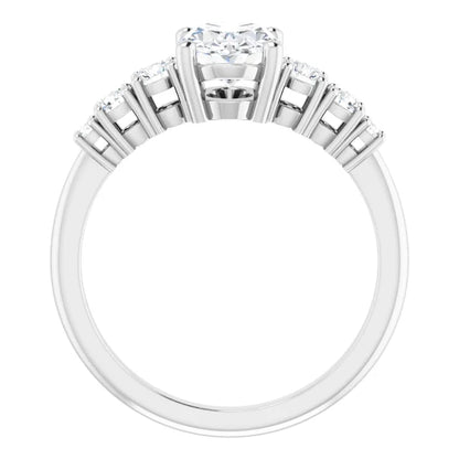 Oval White Gold Multi Stone Accent Style Engagement Ring