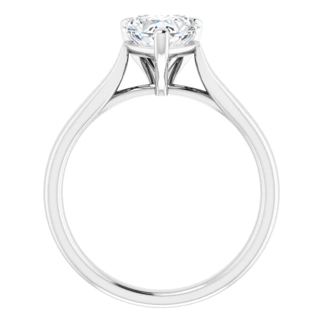 Three Claw White Gold Heart Solitaire Engagement Ring