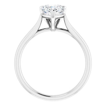 Three Claw White Gold Heart Solitaire Engagement Ring