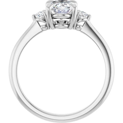 Oval White Gold Accent Engagement Ring