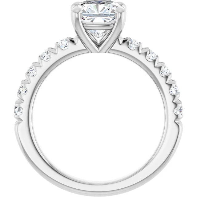 Cushion White Gold Four Claw Set Style Engagement Ring