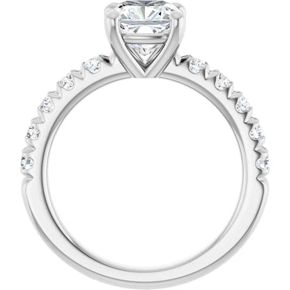 Cushion White Gold Four Claw Set Style Engagement Ring