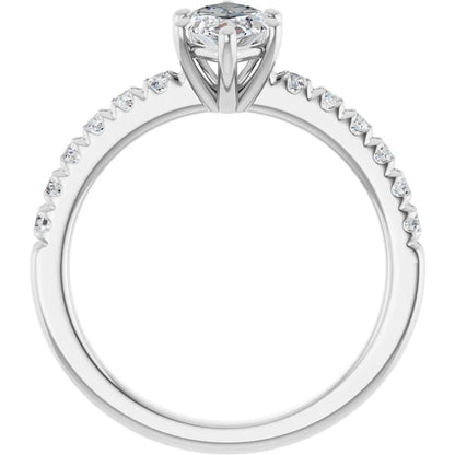 Marquise Six Claw Pave White Gold Engagement Ring 
