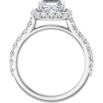 Asscher Halo White Gold Style Engagement Ring