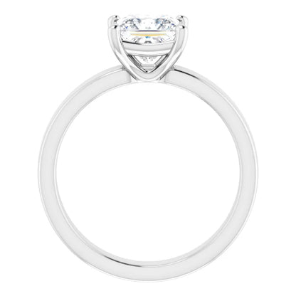 Princess White Gold Wide Band Solitaire Engagement Ring