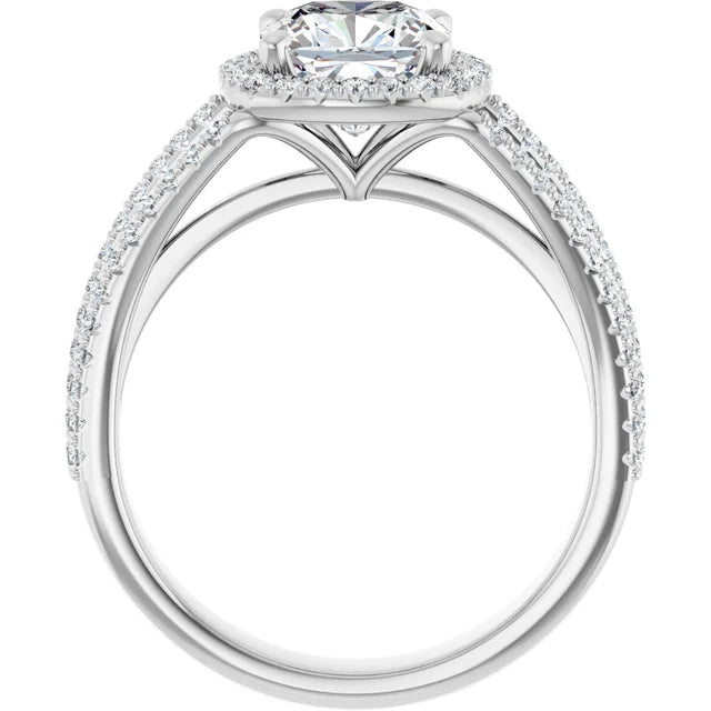 Cushion White Gold Halo Style Engagement Ring