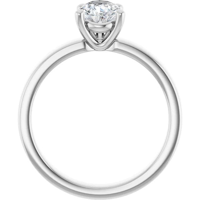 Pear White Gold Wide Band Solitaire Engagement Ring