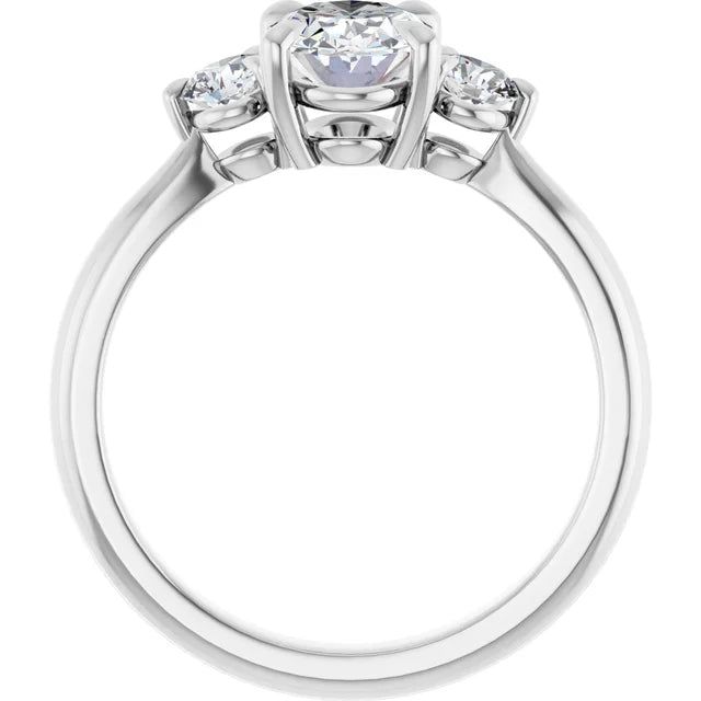 Oval White Gold Accent Engagement Ring