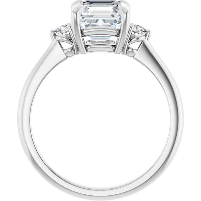 Asscher White Gold Accent Engagement Ring
