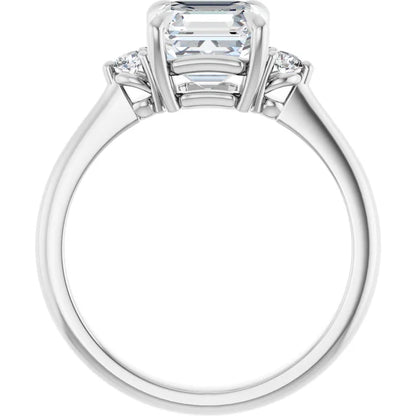 Asscher White Gold Accent Engagement Ring