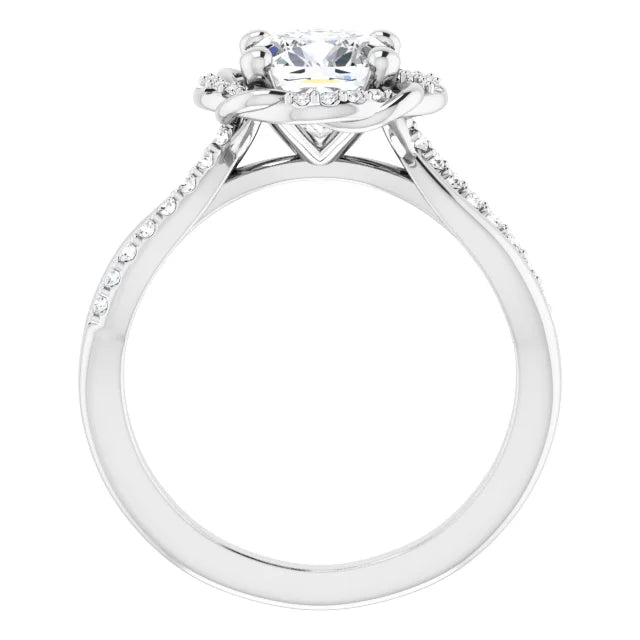 Cushion White Gold Antique Inspired Design Engagement Ring