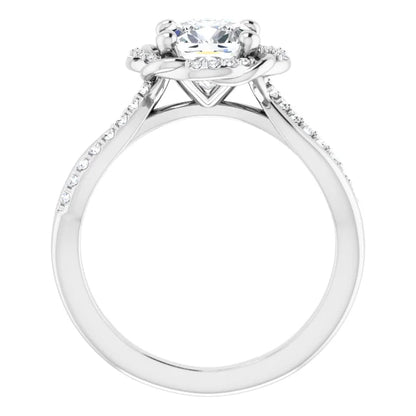 Cushion White Gold Antique Inspired Design Engagement Ring