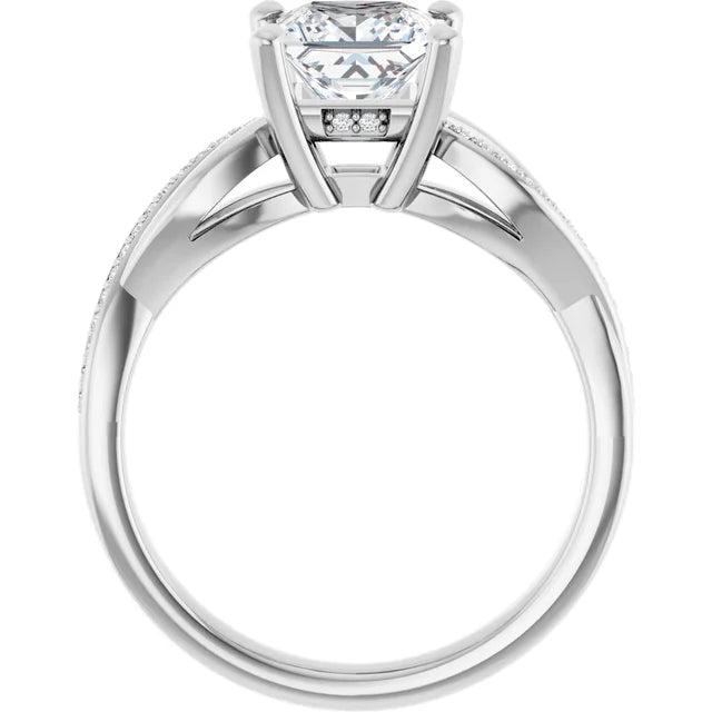Princess White Gold Claw Set Twist Style Engagement Ring 
