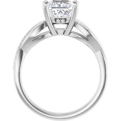 Princess White Gold Claw Set Twist Style Engagement Ring 