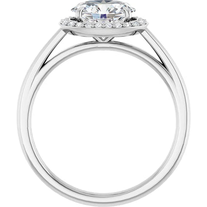 Oval White Gold East West Halo Style Engagement Ring