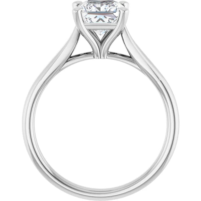 Four Claw White Gold Princess Solitaire Engagement Ring