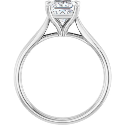 Four Claw White Gold Princess Solitaire Engagement Ring