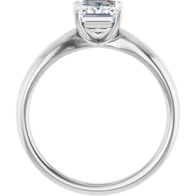 Emerald White Gold Knife Edge Solitaire Engagement Ring