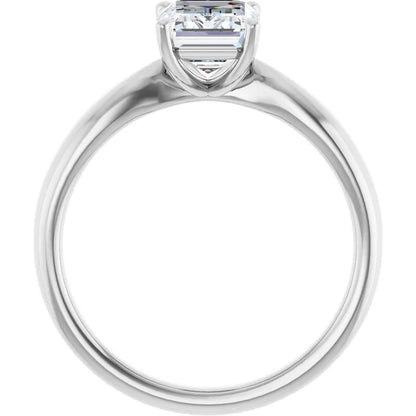 Emerald White Gold Knife Edge Solitaire Engagement Ring