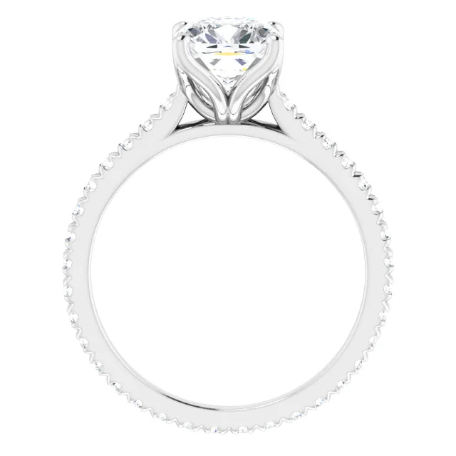 Cushion White Gold Claw Set Eternity Style Engagement Ring