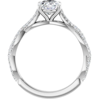 Oval White Gold Twist Style Engagement Ring 