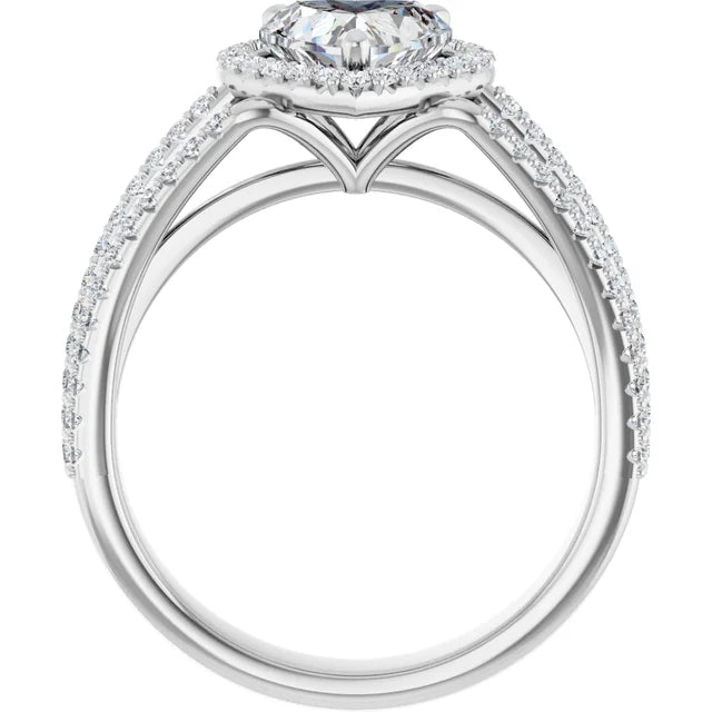 Heart White Gold Halo Style Engagement Ring