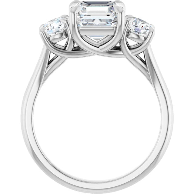 Asscher White Gold Accent Engagement Ring