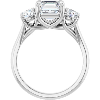 Asscher White Gold Accent Engagement Ring